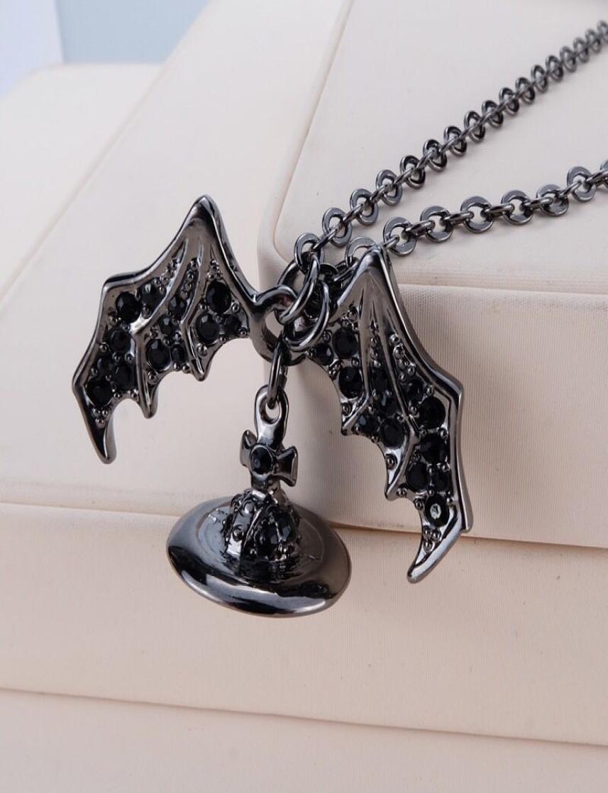 

Black Bat Threedimensional Saturn Necklace Punk Rock01238866589