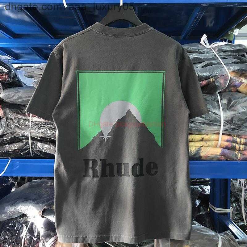 

Designer Fashion Clothing Tees Tshirt 2023 Summer New Rhude Letter Back Sunrise Print Short Sleeve Loose Hip Hop Oversize Mens Womens Tshirt Cotton Streetwear Tops C, Green