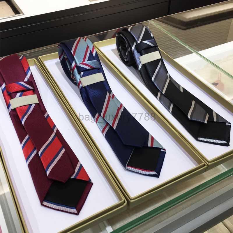 

Men Neck Ties Designer Ties Fashion Mens Neckties Stripes Letter Print Business Leisure Handmade Cravat Silk Luxury Top Quality With Original Box 12
