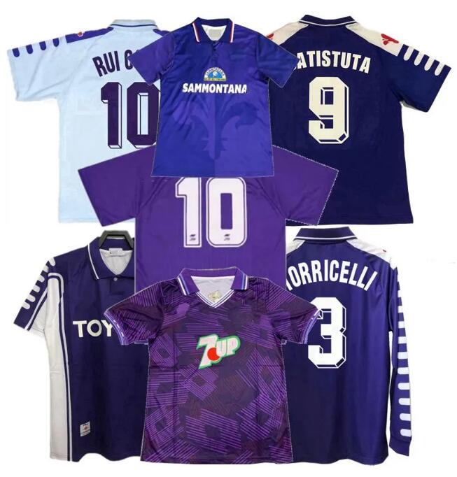 

Retro classic Fiorentina soccer jerseys 1989 1990 91 92 93 94 95 96 97 98 99 2000 BATISTUTA R.BAGGIO RUI COSTA Retro Fiorentina football shirt, 92/93 away