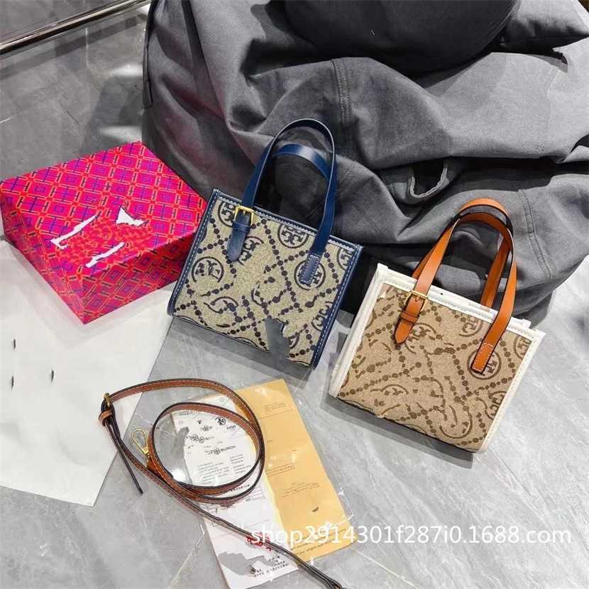 

Designer bag 2023 handbag Tb New Tote Mini Handbag Old Flower One Shoulder Crossbody Canvas Women's, White8