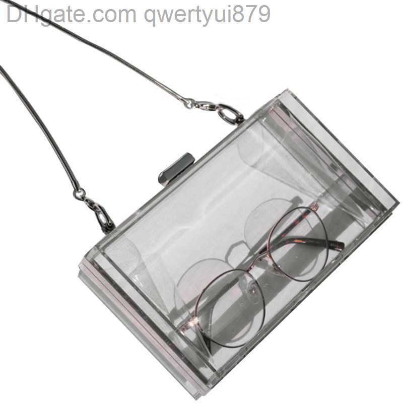 

Cross Body Acrylic Transparent Clutch Chain Box Women Designer BagHard Day Clutches Wedding Party Evening Purse(Silver)