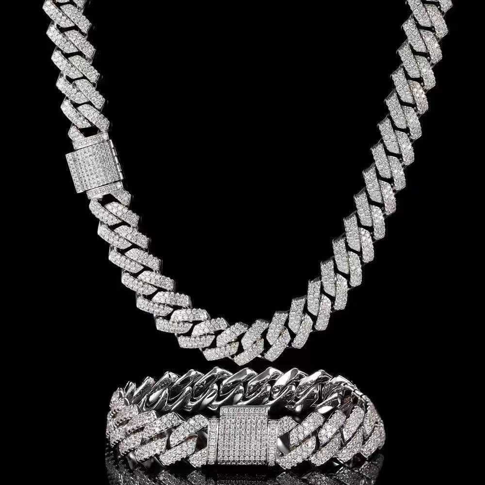 

15mm 18mm 19mm Hip Hop Fine Jewelry Baguette Diamond Men Necklace Sterling Silver Fully Vvs Moissanite Luxury Cuban Link Chain