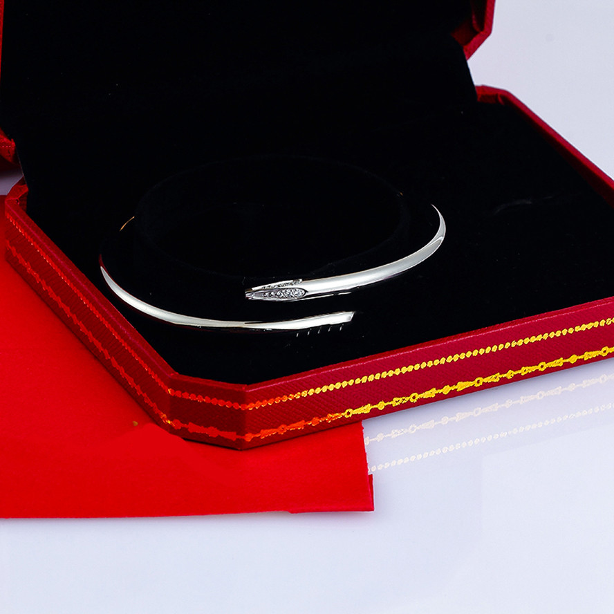 

Bangles Titanium couples with diamond nail bracelet 18K Gold Plated rose silver fashion stainless steel jewelry bracelets for women mens