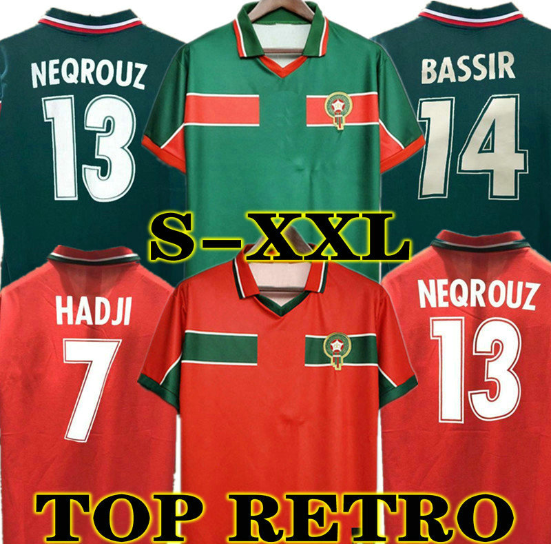 

OUAKILI 1998 Retro Morocco Soccer Jersey 2022 NEQROUZ BASSIR ABRAMI vintage ancient maillot EL HADRIOUI HADJI Oldest classic Football shirt 2023, 1998 third