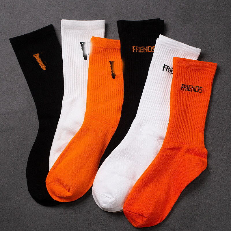 Autumn Designer 3 Pairs Fashion Mid VL Tube Socks Men's Sports Women's Cotton Sock-image-878658109