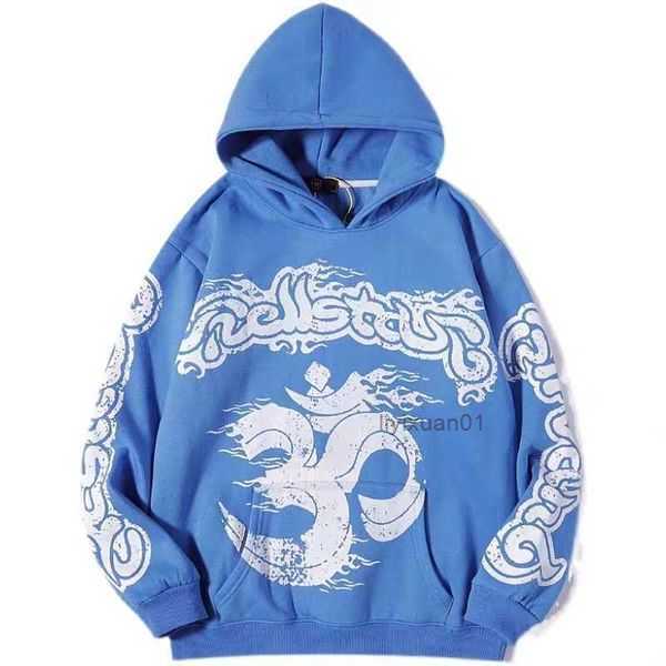 

High Street Hellstar Fleece Mens Hooded Hoodies Harajuku Stranger Things Oversize Loose Sweatshirts Hip Hop Hoody 2 KJVZ, White