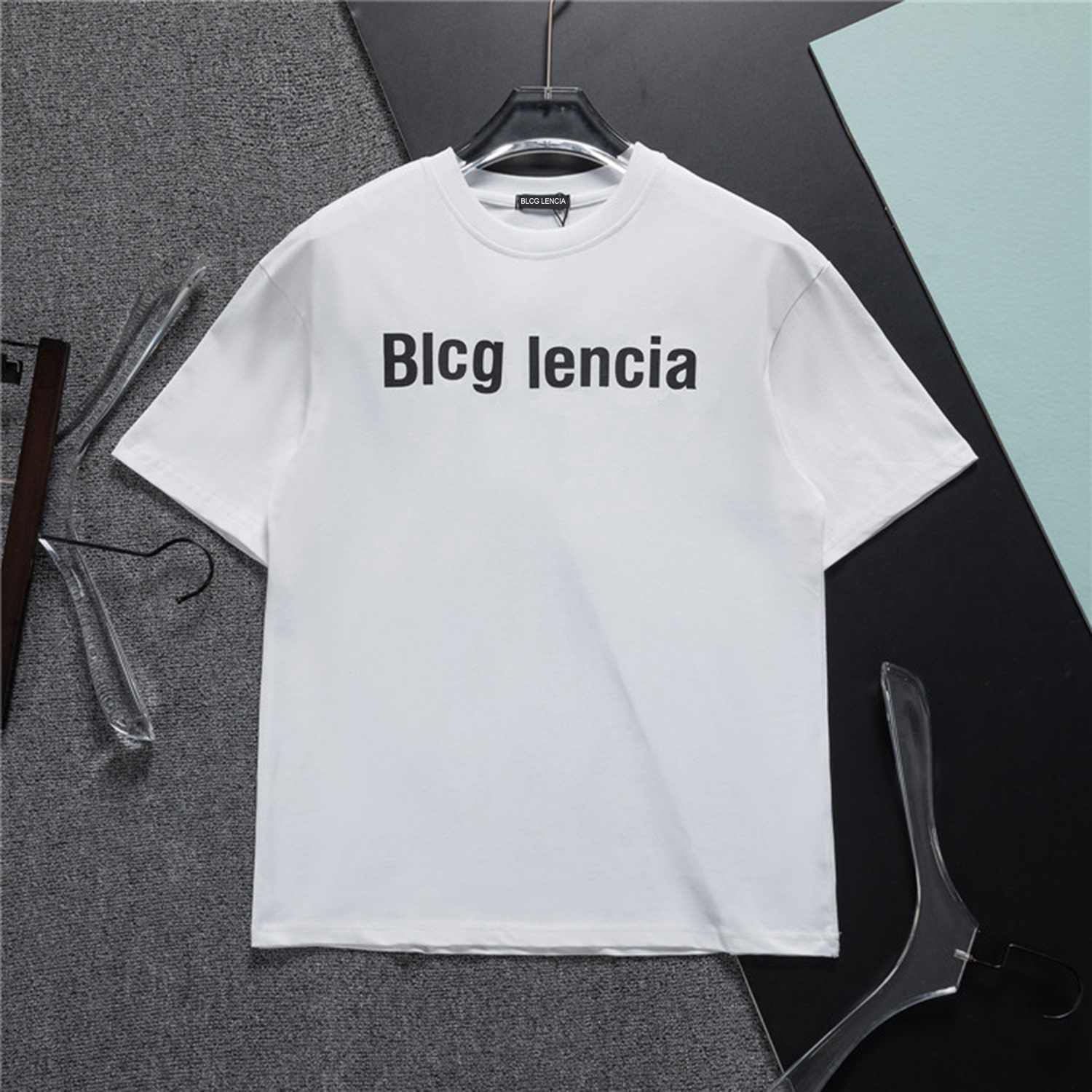 

BLCG LENCIA 2023 Summer New 100% Cotton Fabric T-shirt Men High Quality Print Color Mens Designer T shirt Paris fashion Tshirts Tops 22452, White