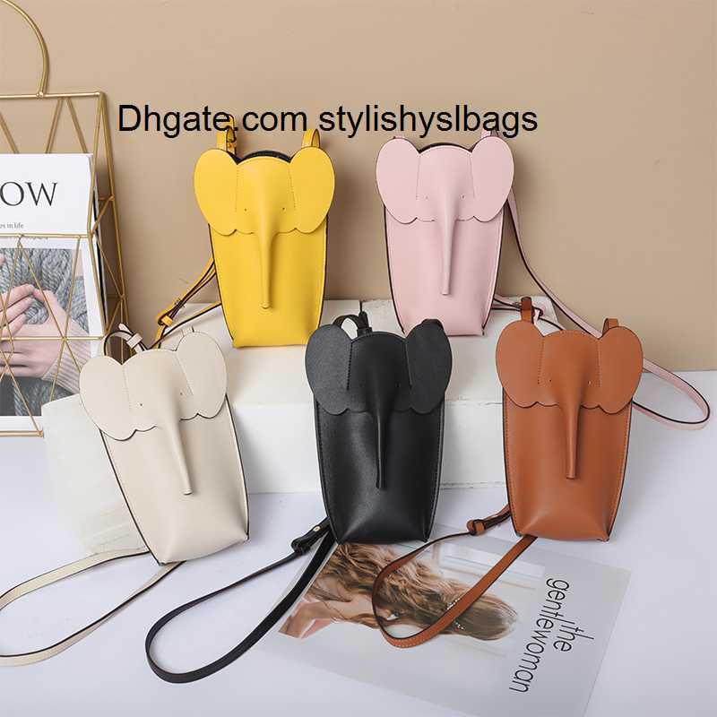 

Evening Bags Luxury Women Leather Small Handbag Cute Elephant Shape Mobile Phone Bag Female New Fashion Shoulder Bag Versatile Crossbody Bag, Rose red