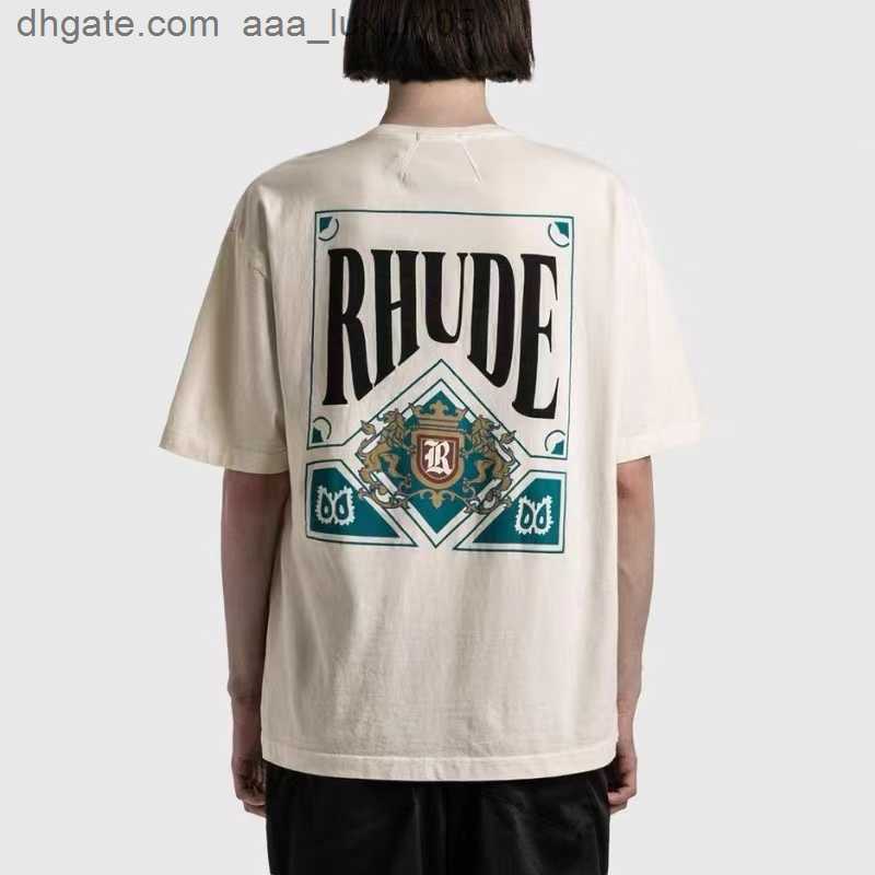 

Designer Fashion Clothing Tees Hip hop TShirts Rhude American High Street Trend Brand Summer men women Gender Free Playing Cards Printed Loose Cotton T-shirt, White