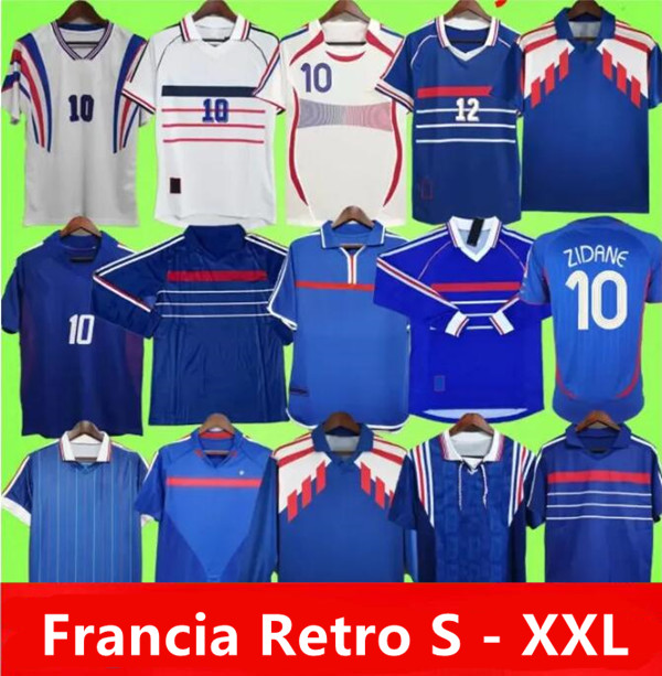 

1998 2002 Retro French soccer jerseys VINTAGE ZIDANE HENRY MAILLOT 1996 2004 Football Jerseys shirt Trezeguet away finals 2006 white, 98 home