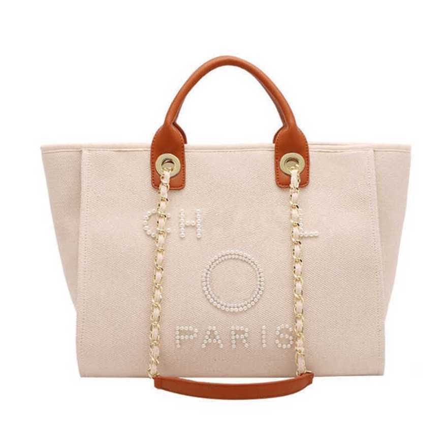 

Women's Luxury Hand Canvas Beach Bag Tote Handbags Classic Large Backpacks Capacity Small Chain Packs Big Crossbody 8XV3 factory store usa sale, Beige