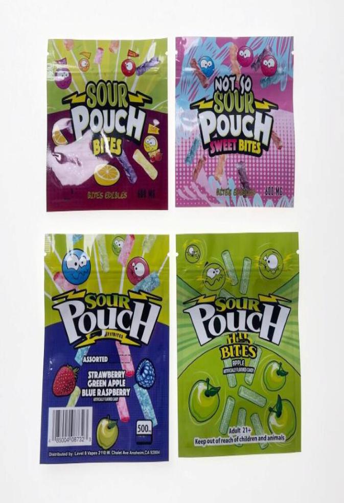 

sour pouch candy packaging plastic bags 4 design 600mg small edible package mylar with zipper smell proof food grade material sfj9224838