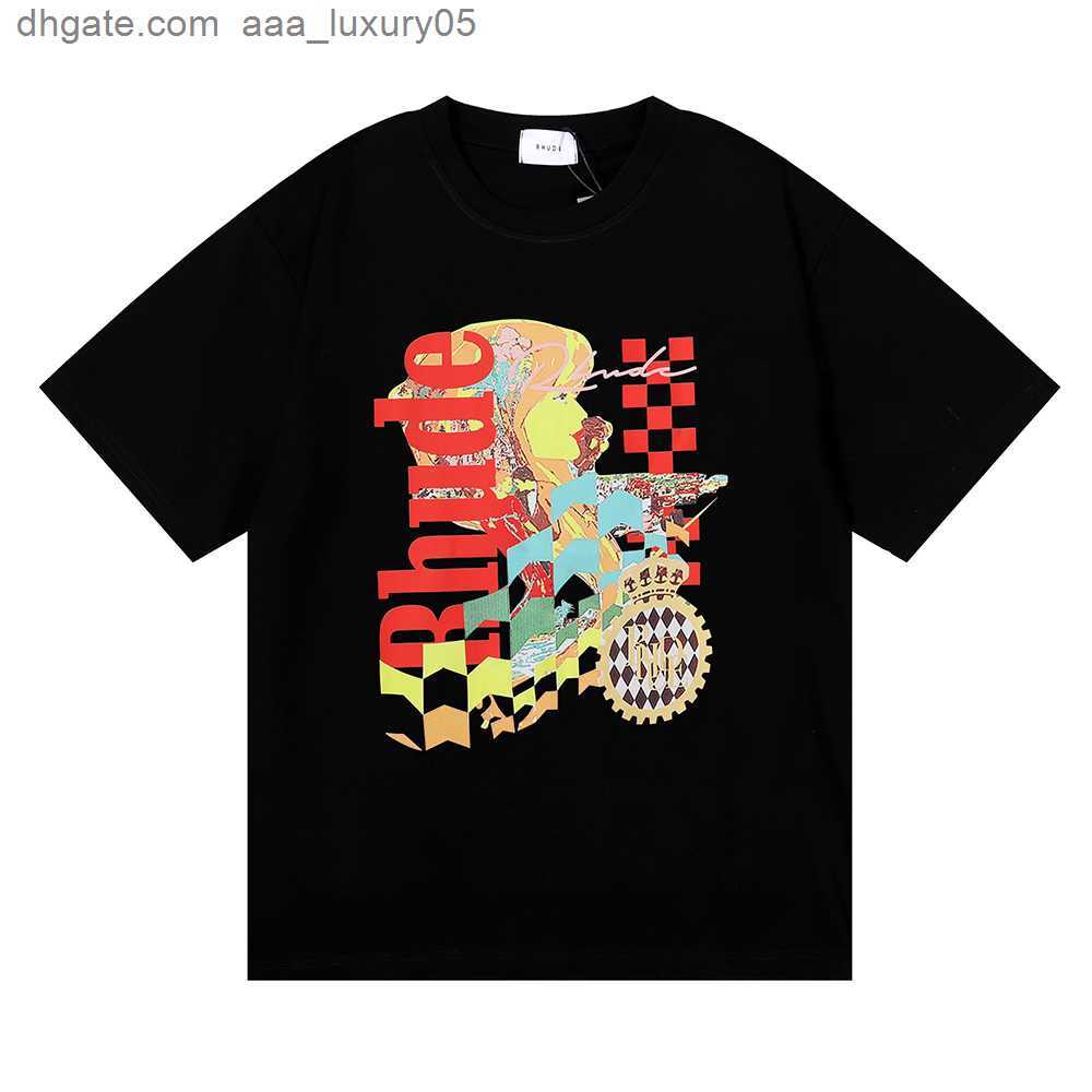 

rhude Summer t shirt Mens Women Designers Tshirt Fashion Men Casual T Shirts Street Shorts Sleeve Tshirts Tee 100%Cotton luxury Brand men's T-shirt US SIZE