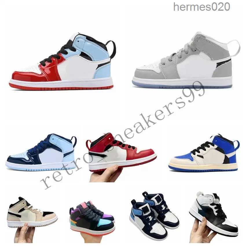 

2022 designer kids shoes children boys and girls toddler basketball shoe 1s outdoor sports blue black white red top little casual tennis Shoes size 22-35