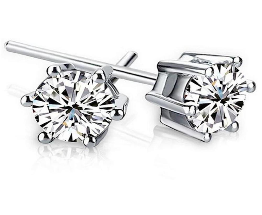 

Noble 925 Sterling silver Shining Diamond Crown Stud earrings Fashionable Sweden Jewelry beautiful wedding engagement gift 1376977, High carbon diamond-white gold