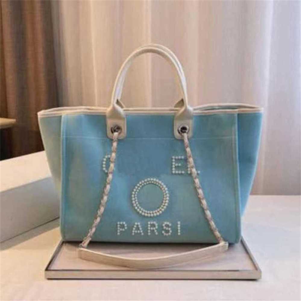 

Women's Luxury Hand Embroidered Pearl Beach Bag Big Ladies Small Backpacks Canvas Chain Backpack Evening Handbags HXUV 50% Outlet Online Sale, Sky blue