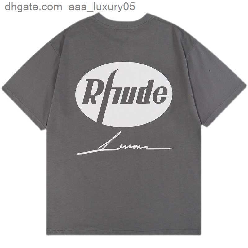 

Men' T-Shirts European and American street fashion brand rhude Eagle print oversize loose casual cotton men' and women' short sleeve T-shirt summer, Gray