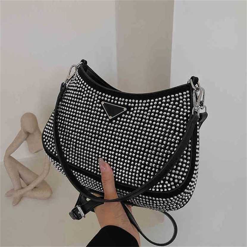 

Designer bag Handbag Style 2023 Hot Female Style Rhinestone French Stick Triangle Underarm Oblique Straddle, Sky blue