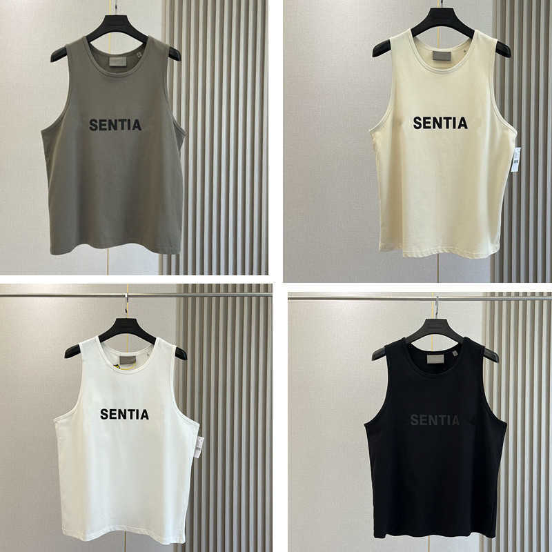 

Essentail t Shirts Mens Tshirt Luxury Designer Fashion Clothing Fears of God American High Street Fog Solid Color Sleeveless Vest for Men Loose Summer Teeslolm, Black
