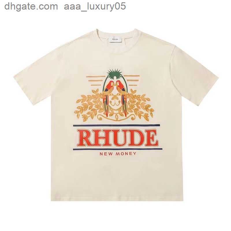 

23NEW mens t shirt rhude shirt designer shirt pure cotton tees street fashion casual couple matching short sleeves -XL