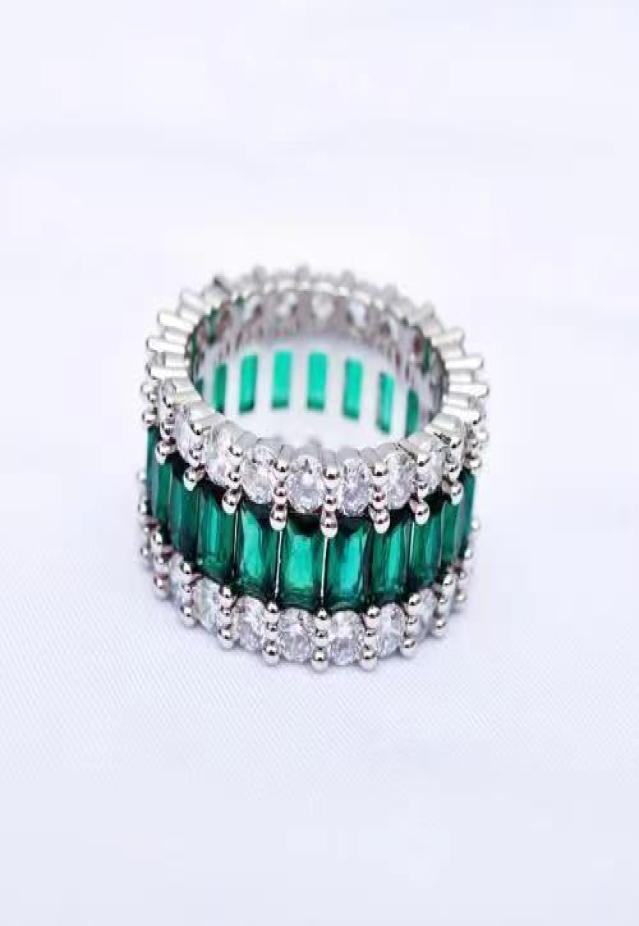 

ELSIEUNEE 100 925 Sterling Silver Created Moissanite Emerald Gemstone Ring for Women Anniversary Cocktail Party Fine Jewelry Y1124858532