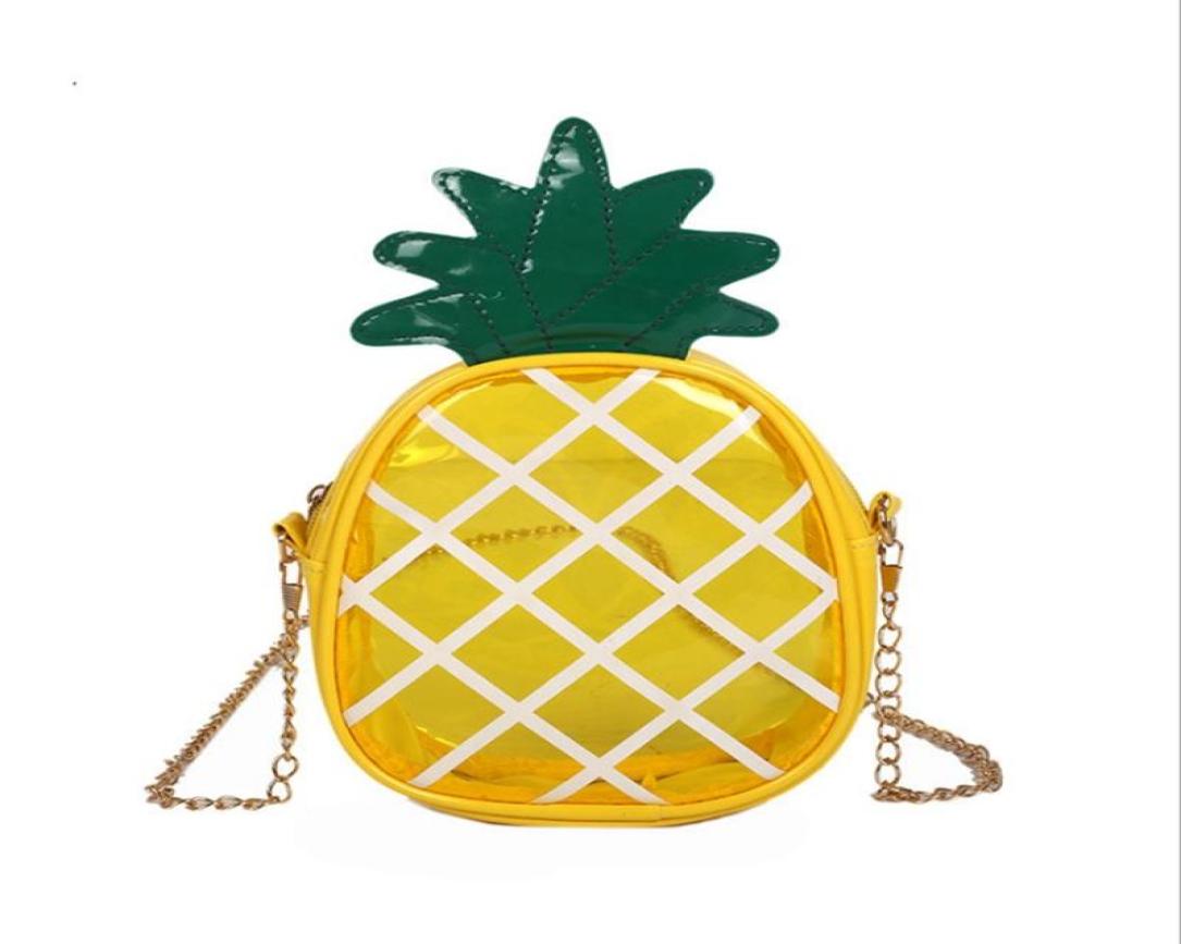 

Baby Girls Bags Transparent Jelly Pineapple Messenger Bag Lovely Fruit Handbags Casual Chain Crossbody Bags Kids Brand Purse 2636158, Beige