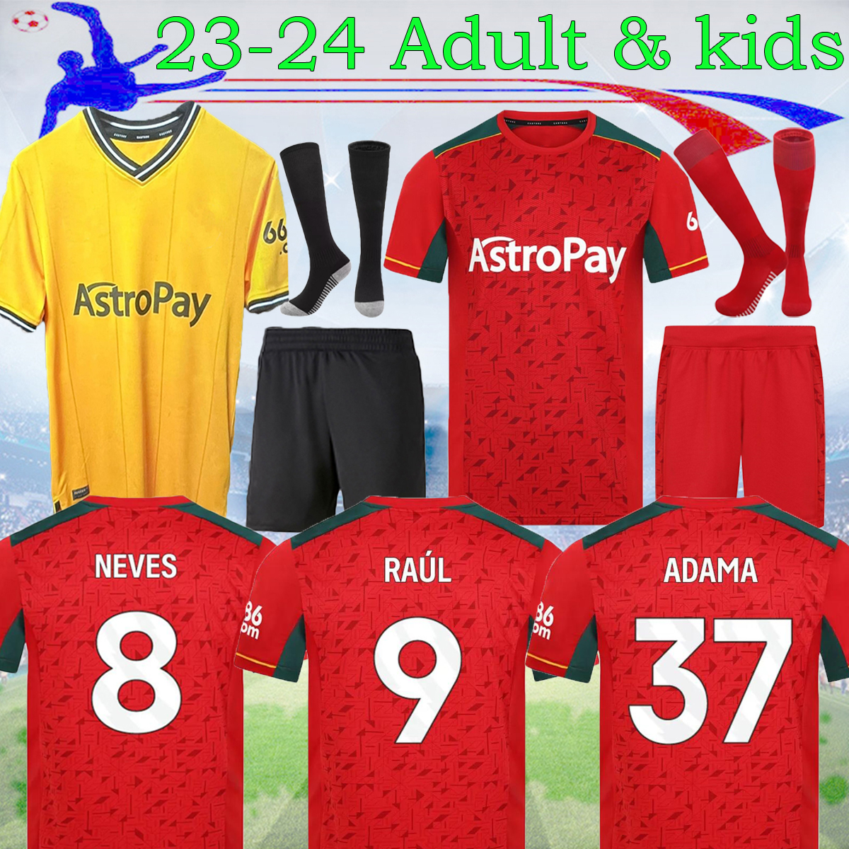 

23 24 SARABIA ADAMA Wolves Soccer Jerseys RAUL MATHEUS NETO NEVES TRAORE 2023 Wanderers PODENCE LEMINA HEE CHAN Wolverhampton Football Shirts Men Kit Kids, 23-24 home