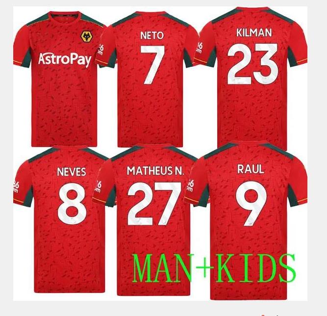 

23 24 Wolverhampton WOLVES SOCCER jerseys home NUNES 27 NEVES 8 KILMAN 23 NETO 7 CUNHA 12 PODENCE 10 KALAJDZIC 18 2023 jersey kids football shirts man, 23 24 home 1