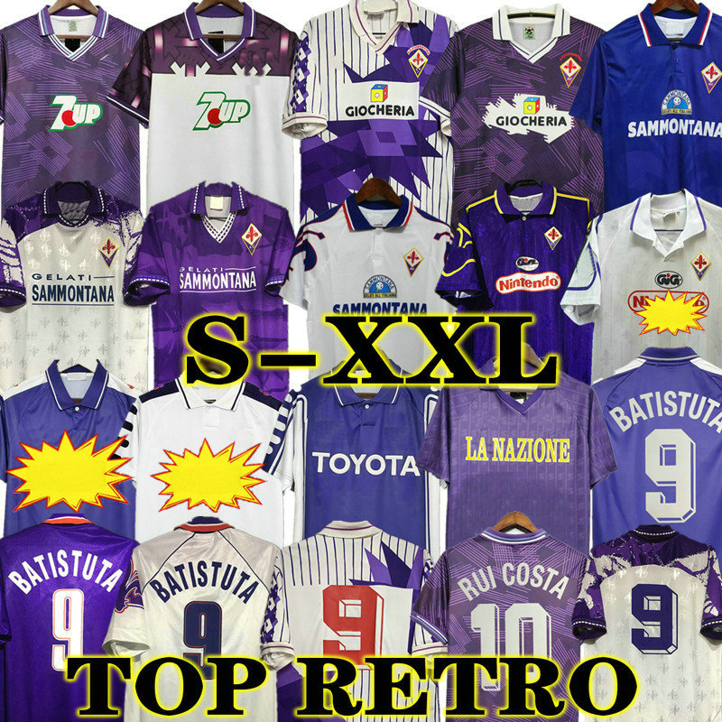 

BATISTUTA Retro 98 99 Fiorentina Soccer Jerseys EDMUNDO RUI COSTA Home Football Shirt classic Camisas de Futebol 89 90 91 92 93 94 95 96 97 00 vintage, 94 95 home