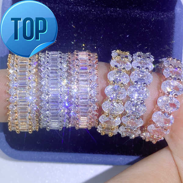 

Rhodium Plated Wholesale Silver Gold CZ Moissanite Diamond Ring Women Wedding Engagement Band Rings Cubic Zircon Rings