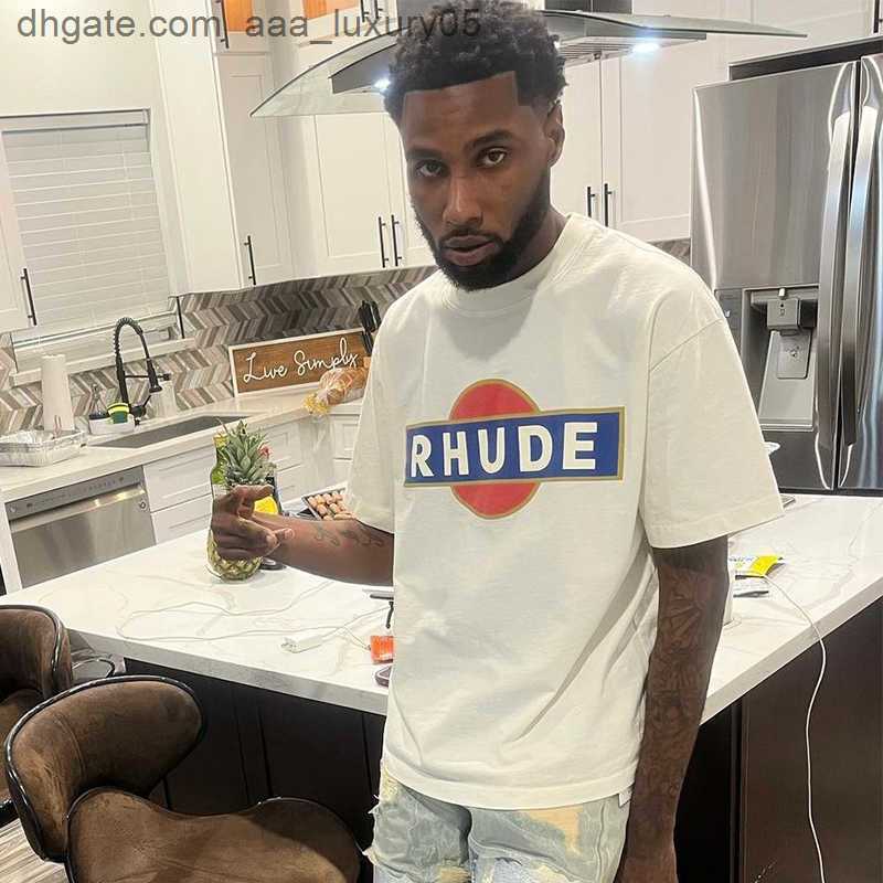 

Designer Fashion Clothing Tees Hip hop TShirts American Trendy Brand Rhude men women's Couples Loose High Street Loose T-shirt Summer Half Sleeved Streetwear, White