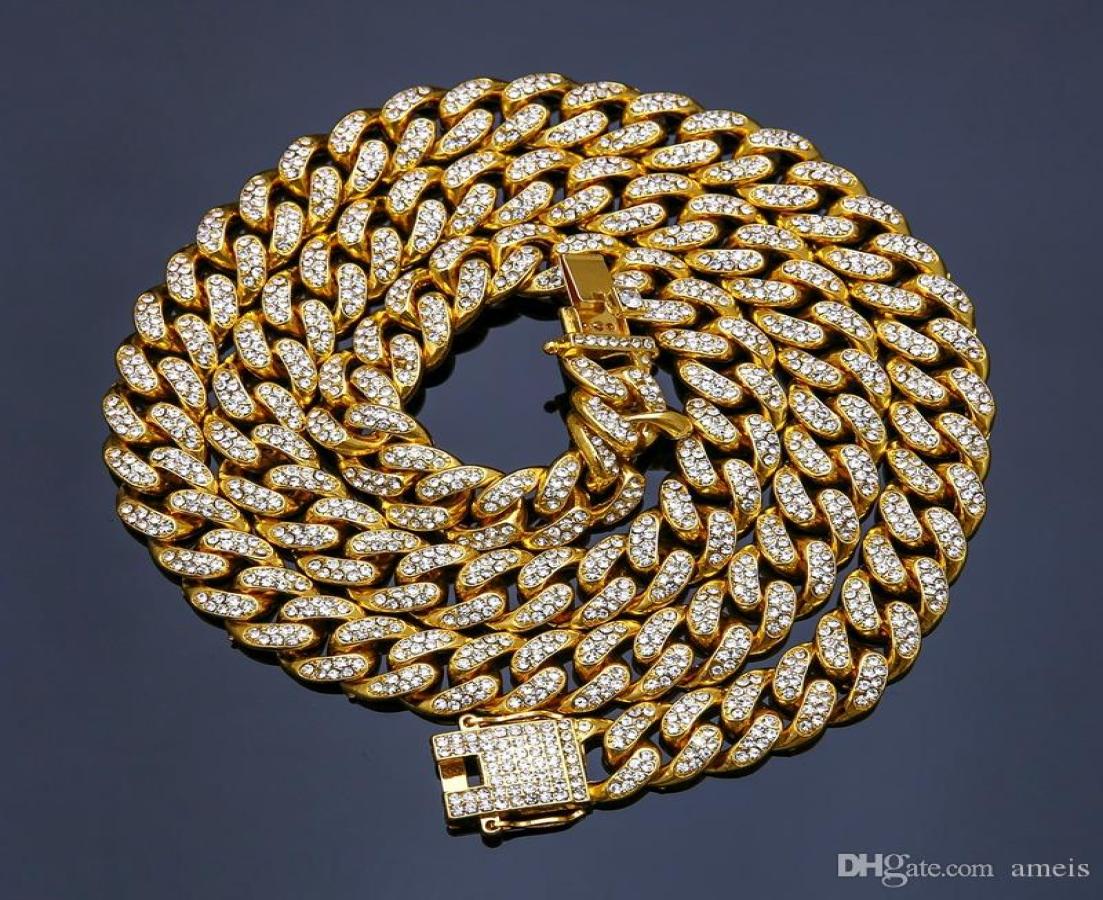 

Iced out chains For Men with Rhinestone and Women Designer Gold Necklace Mens Hip hop bling chains jewelry men Cuban link Stainles1749507