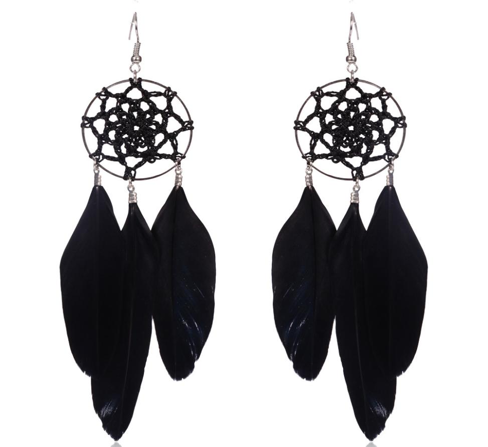 

Trendy Design Jewelry Black Beautiful Pheasant Feathers Retro Earrings For Girls4319735
