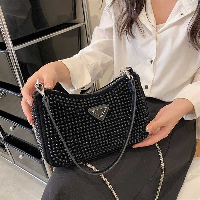 

Designer bag 2023 handbag Winter Trendy Diamond Embedding Underarm New Korean Version Foreigner Chain INS One Shoulder Crossbody Women's, White7