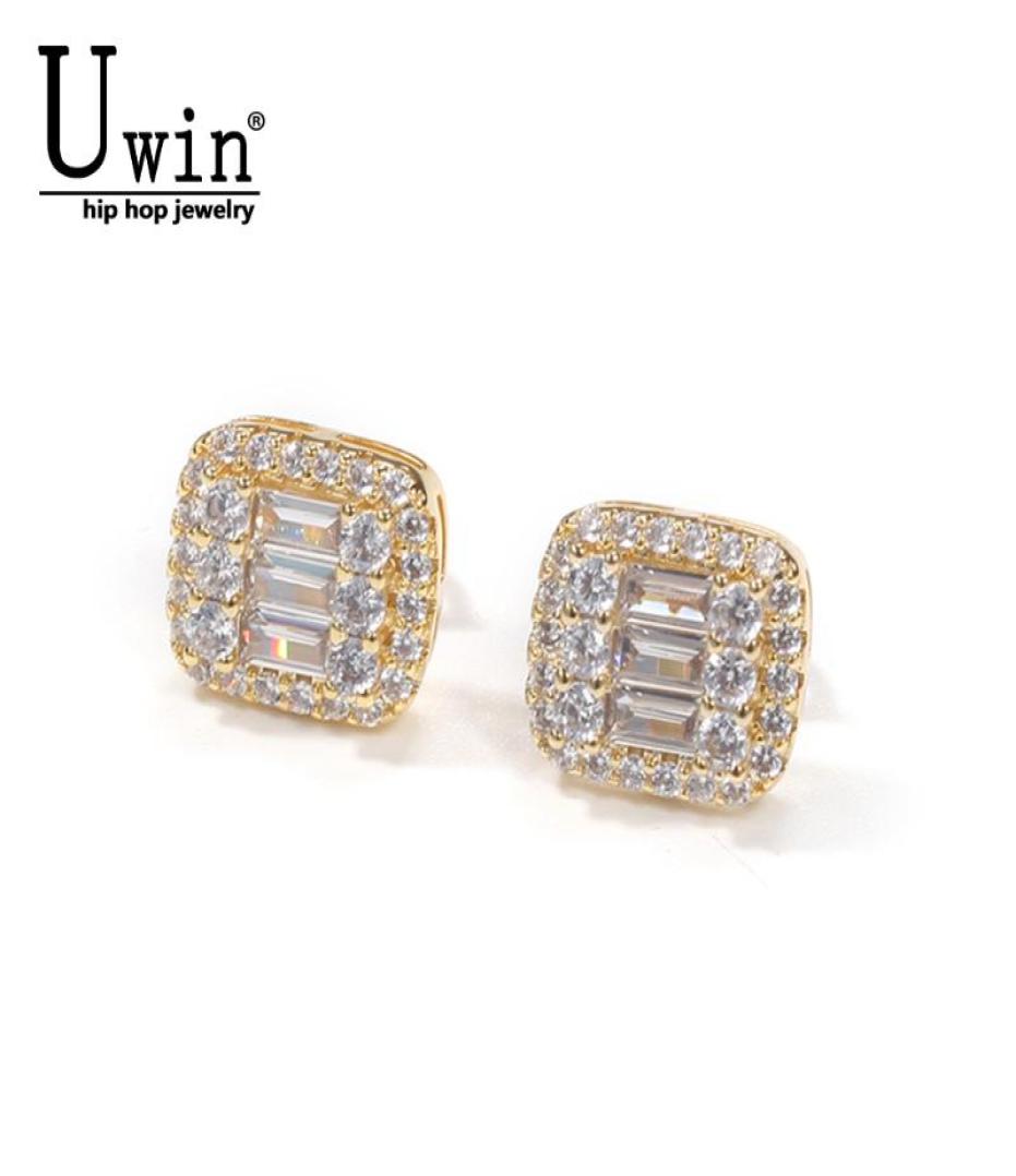 

Uwin Baguette Earrings 8x10mm Micro Paved Cubic Zircon Earings Fashion Jewelry Gift9438565
