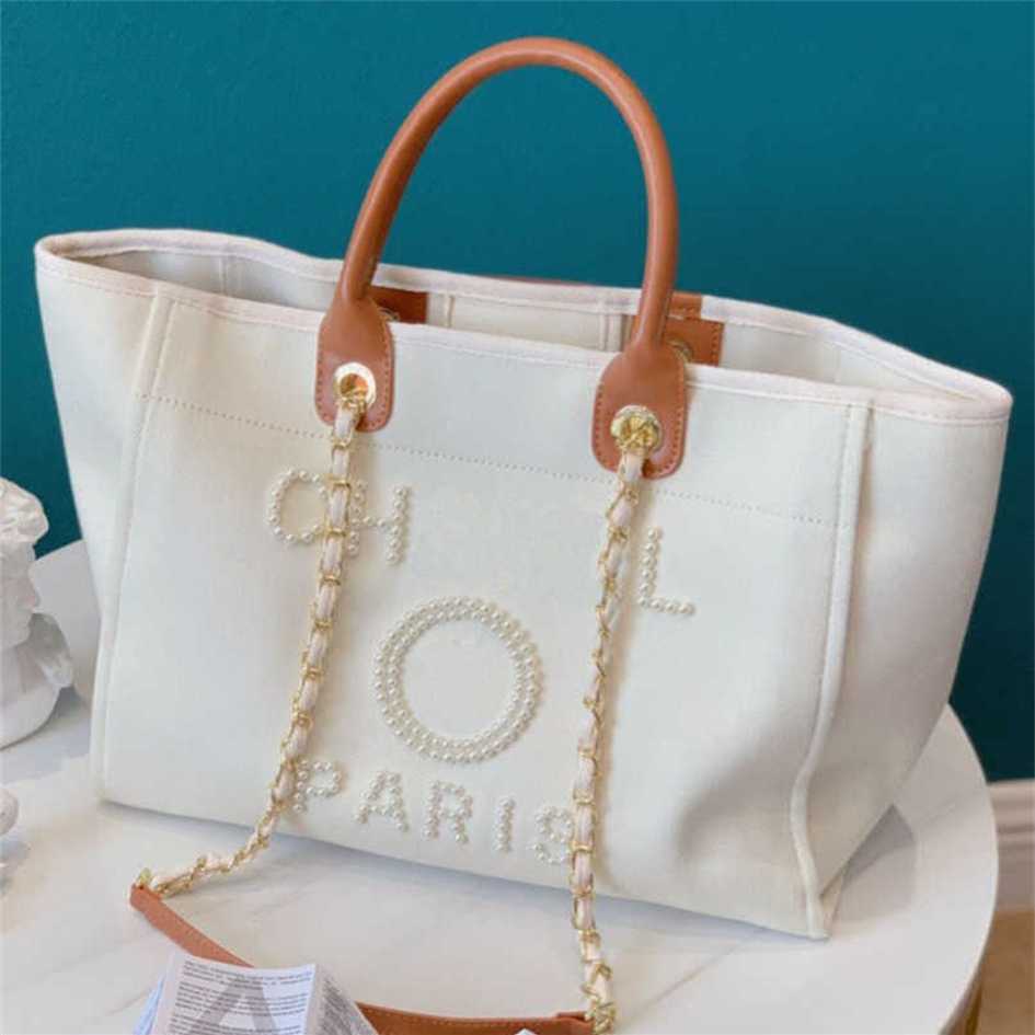 

Women's Luxury Hand Canvas Beach Bag Tote Handbags Classic Large Backpacks Capacity Small Chain Packs Big Crossbody EJIK factory outlet 90% off, Size45x30x15cm