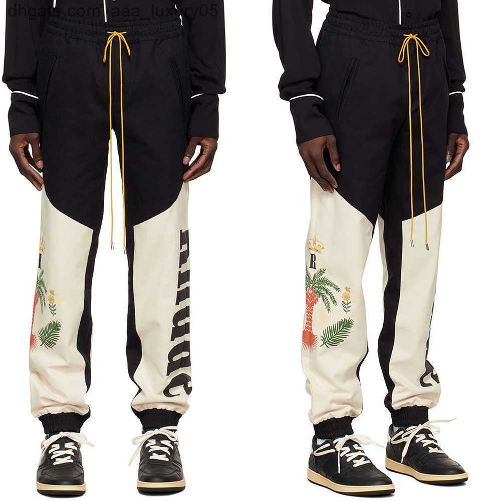 

Designer Clothing Casual Pant RHUDE Coconut Tree Peace Pigeon Printed Plinth overalls men women High street fashion casual pants Streetwear Jogger Trousers, Black