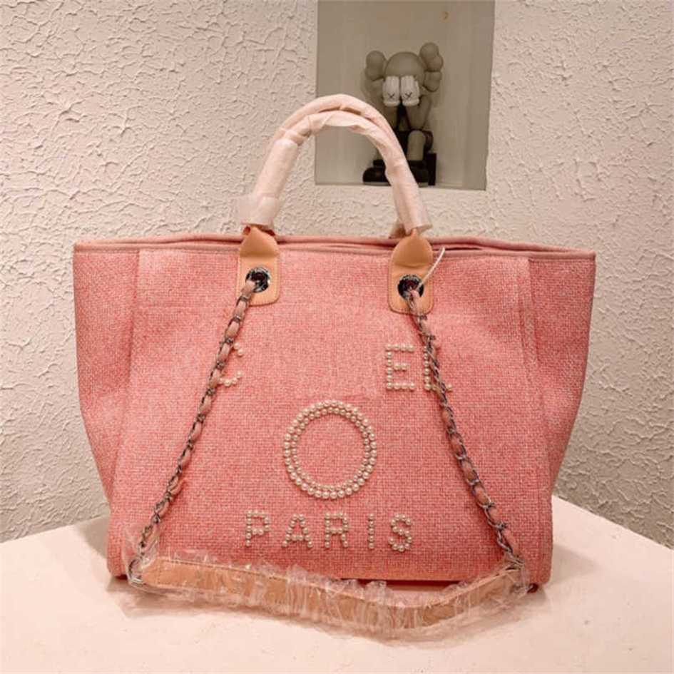 

Women's Luxury Beach Bag Hand Embroidered Pearl Big Ladies Small Backpacks Designers Canvas Chain Backpack Evening Handbags HHML factory outlet 90% off