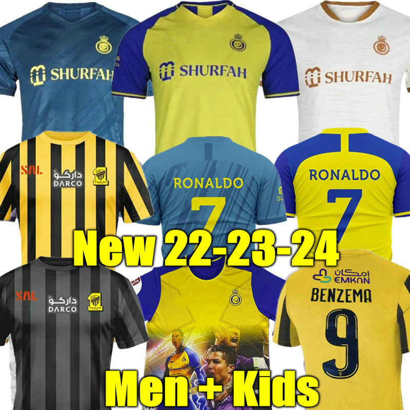

Ronaldo Al Nassr FC soccer Jerseys BENZEMA Al Ittihad club 2023 2024 Home yellow away blue third 22 23 CR7 Gonzalo Martinez Talisca men Football shirt Romarinho KANTE, Woman