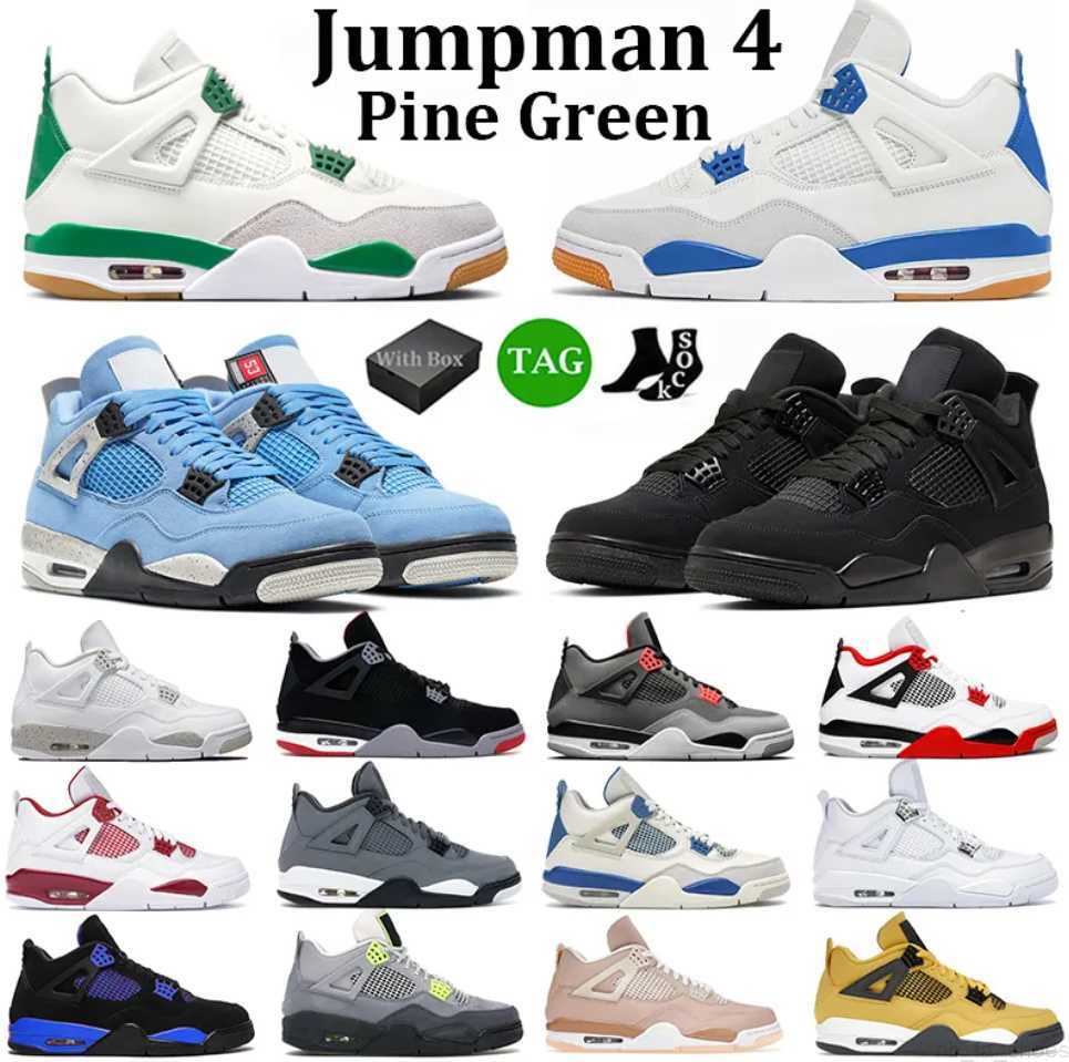

4 basketball shoes for men women 4s Pine Green Military Black Cat Red Thunder Sail University Blue White Oreo Digital Pink Bred Chicago Banned mens sneakers, 13