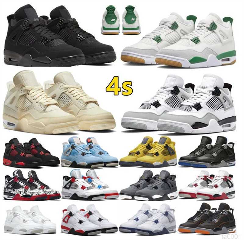 

Jumpman 4 4s Black Cat Basketball Shoes Pine Green Military Black Canvasviolet Ore University Blue Red Thunder Midnight Navy White Oreo Sneakers for Men and Women, #43
