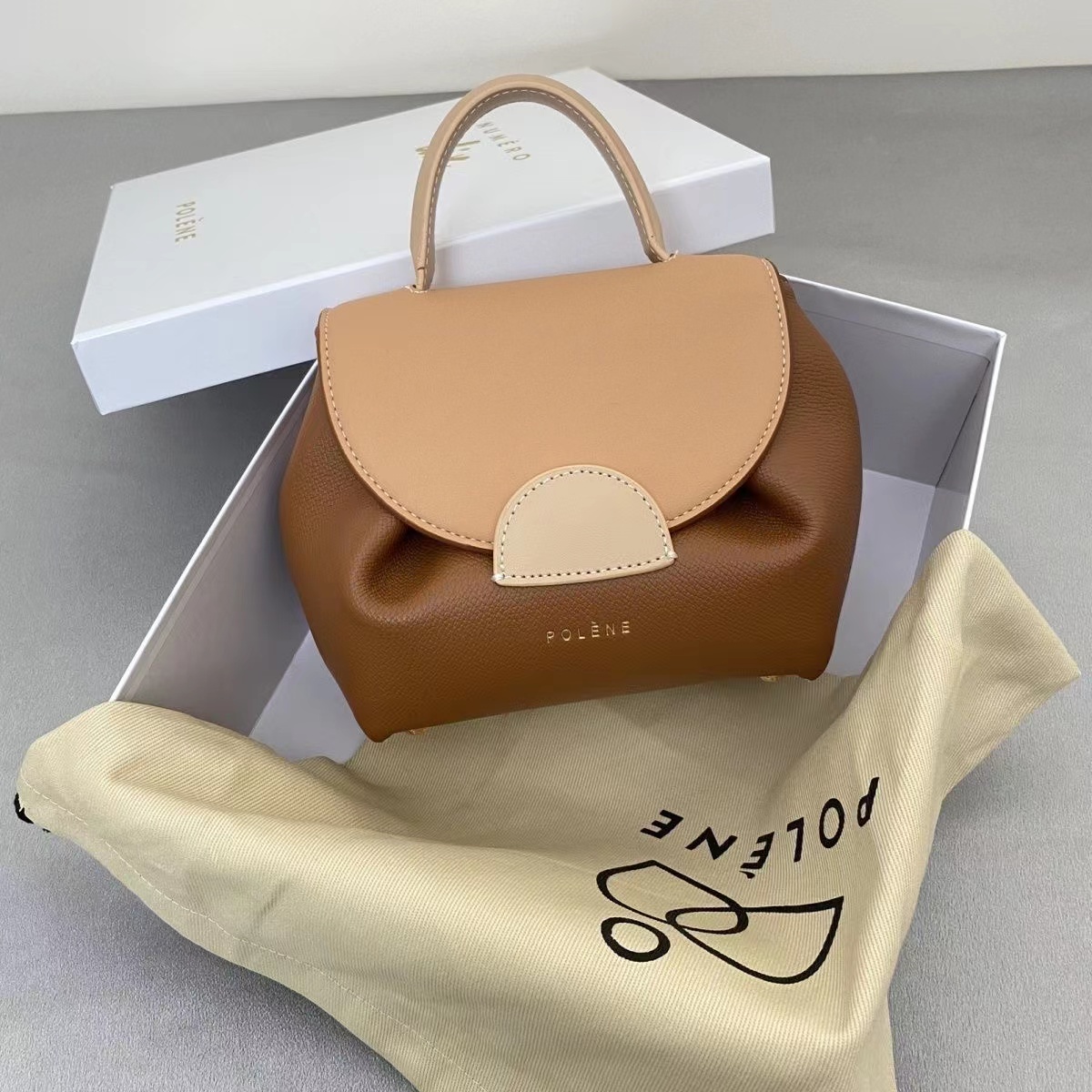 

Polene Bag Number One Nano Handbags women's French design light luxury single shoulder crossbody bags Smiley face bag leather portable female bags Hobo Handbags, Polene bag 15