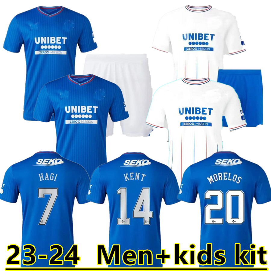 

23 24 Rangers Soccer Jerseys away Glasgow COLAK ROOFE LUNDSTRAM HAGI BARKER MORELOS TAVERNIER KENT HOME 2023 TILLMAN FASHION JR Football Shirt Mens Jersey kids kit 88, White