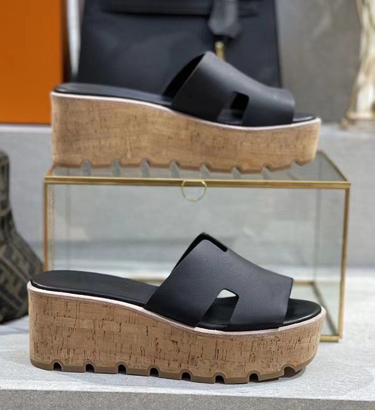 

23s Summer sandal wedges flats wedge slipper Eze 30mm sandals High Heels Flip Flops Shoes Platform Rubber Sandal Leather Shoal Casual 35-41 WITH BOX