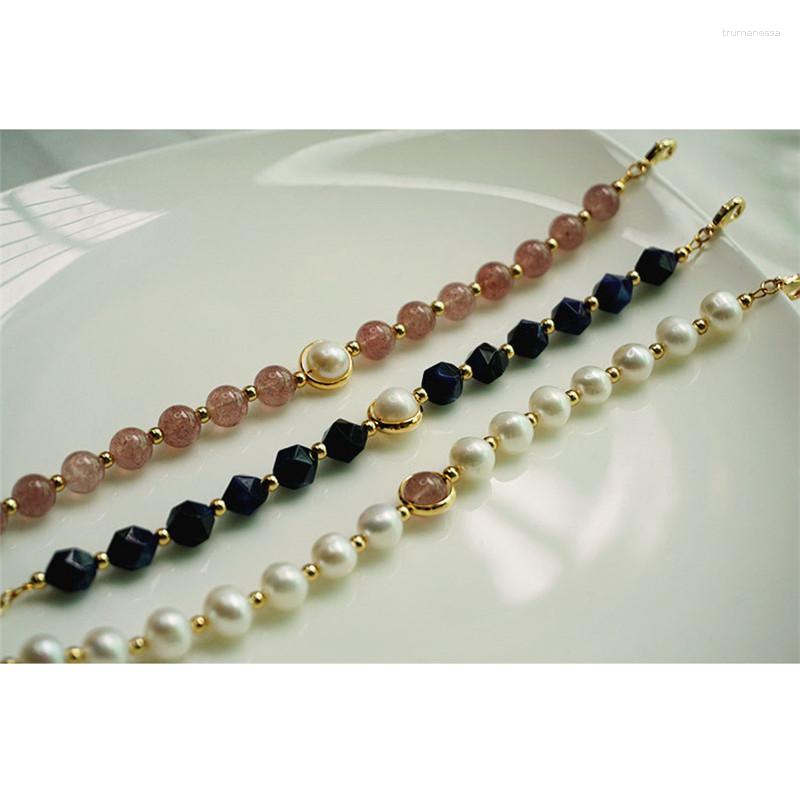 

Strand Beaded Strands Luxury Natural Stone Freshwater Pearls Strawberry Crystal Tiger Eye Women's Bracelets Fashion Jewelry 2023