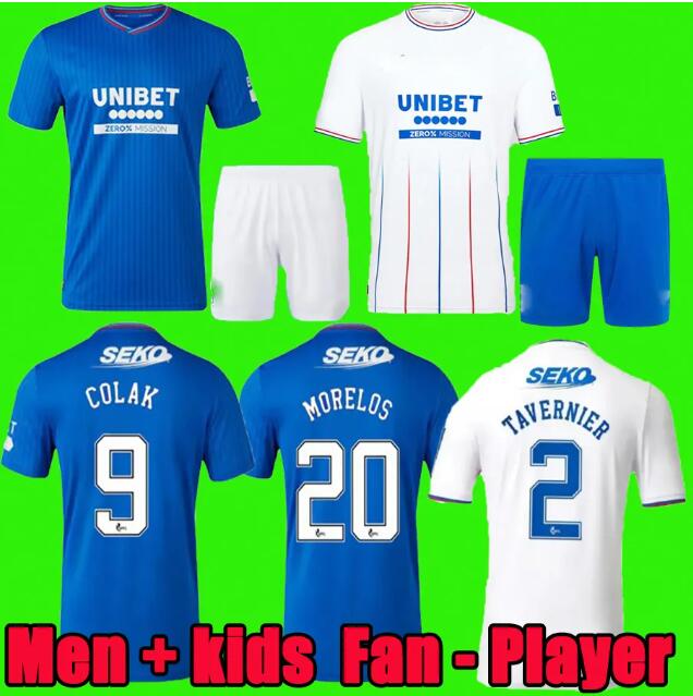 

3XL 4XL 23 24 Glasgow Rangers AWAY Soccer Jerseys 2023 2024 Home blue Sakala KENT TAVERNIER MORELOS COLAK Hogan Football Shirt men KIT Kids Kit fans player version, 2324