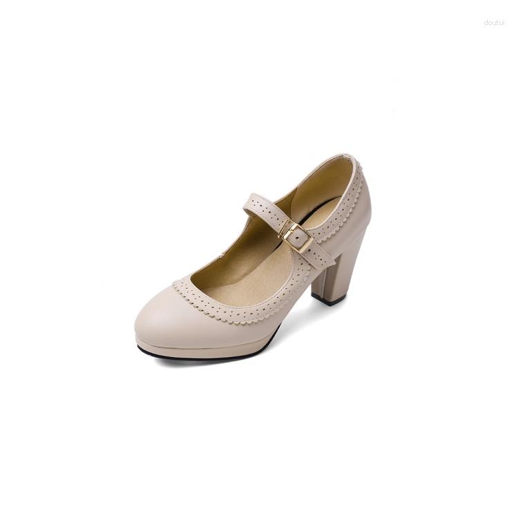 

Dress Shoes Large Size Oversize Big Round Toe Thick Heel Fashion Trend Womens With Design Lady Mary Jane Simple And Elegant, Sky blue