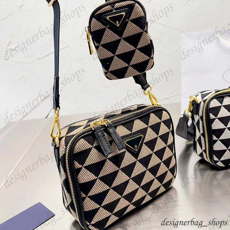 

designer bag Camera bag two sets Crossbody bag small compact bag large capacity shoulder bag removable shoulder strap Plada triangle pattern wallet 230417, Beige
