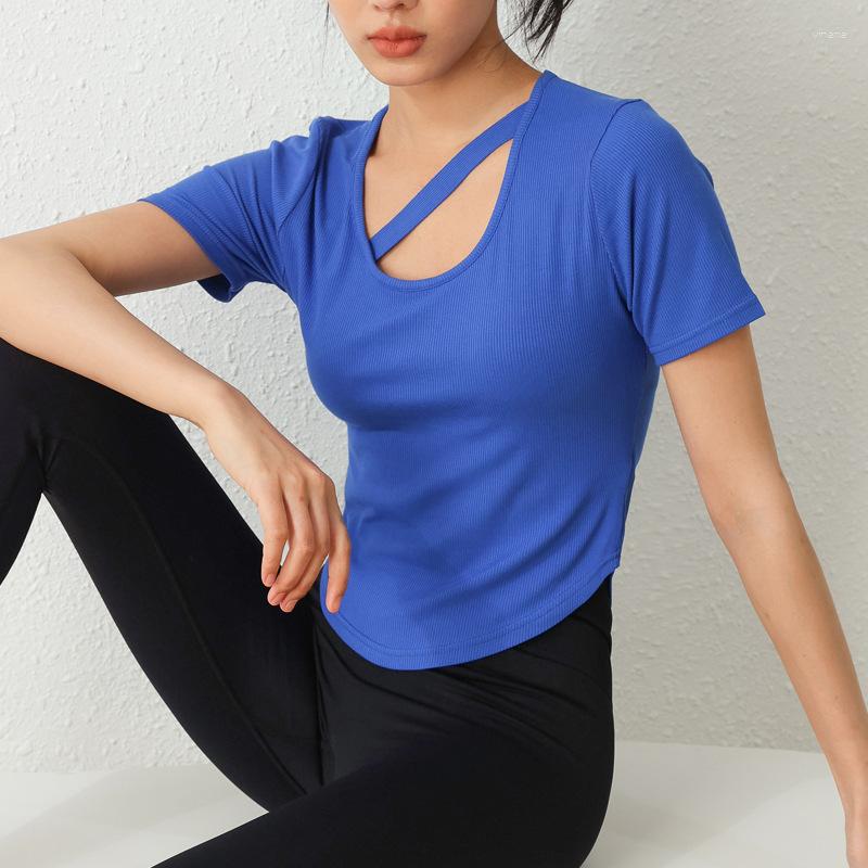 

Active Shirts Sports Women Short Sleeve Yoga Tops Breathable Quick Dry Gym T-Shirts High Elastic Running Workout Fitness Clothing, Black